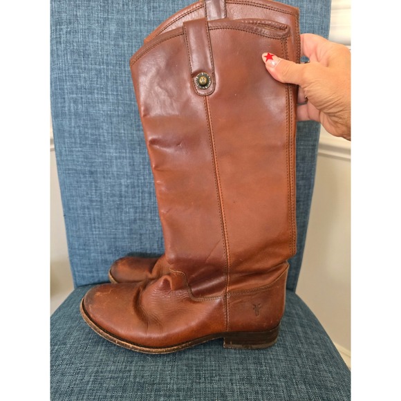 Frye Shoes - Frye Melissa Button Tall Riding Boots Cognac Brown Leather Womens 7 B 77167